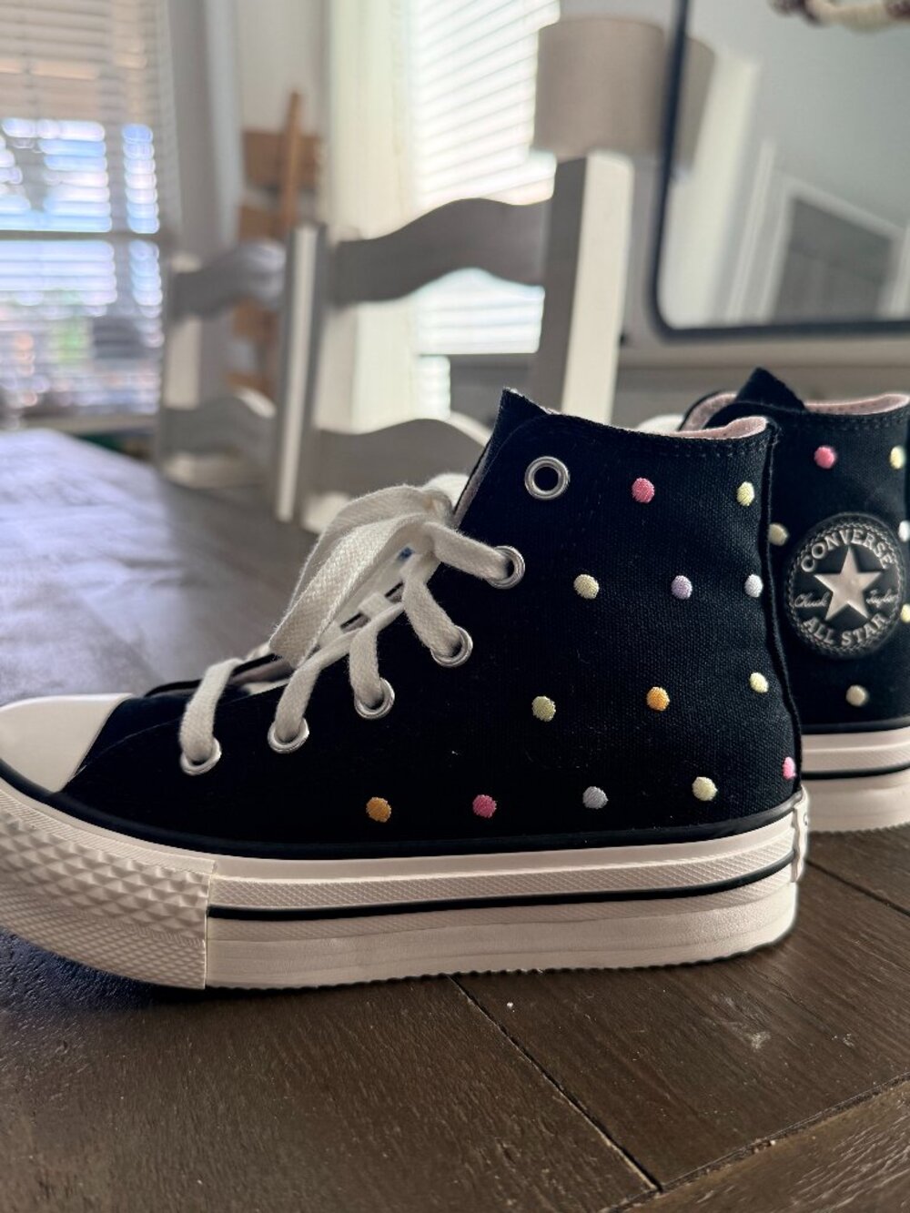 Converse Kids Chuck Taylor All Star EVA Lift Platform Polka Dot Sneakers - Size